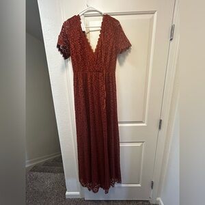 Baltic Born Venice Lace Maxi Dress in Rust